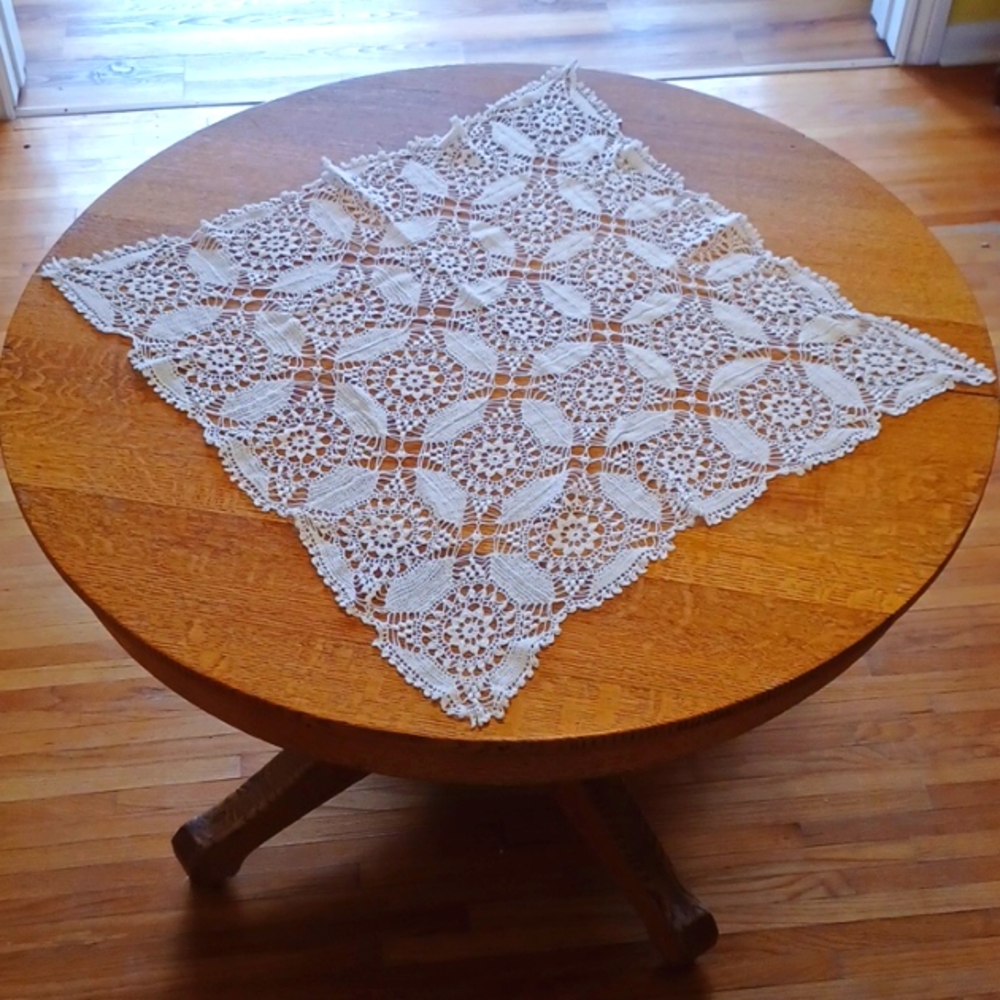 36" Square hand crocheted tablecloth/ centre piece 5527